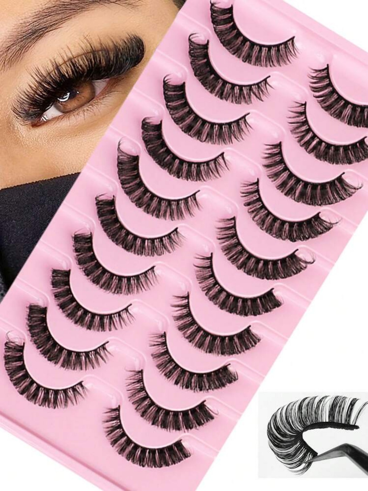 Beauty Makeup Bar - Kit de faux cils rayés russes,